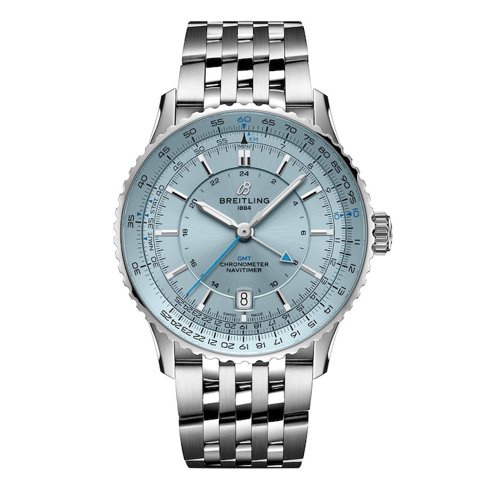 Navitimer Automatic GMT 41mm Mens Watch Light Blue Stainless Steel