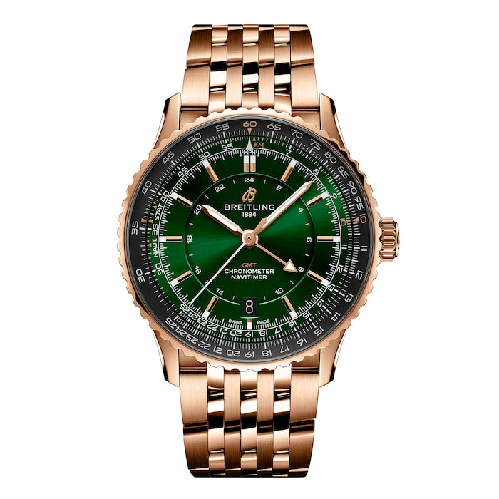 Navitimer Automatic GMT 41mm Mens Watch Green Stainless Steel