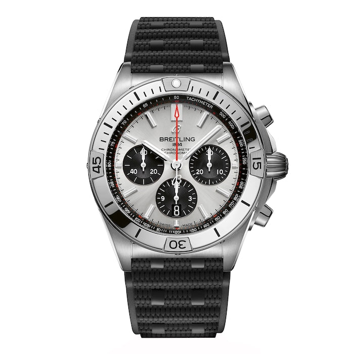 Chronomat B01 Chronograph 42mm Mens Watch Silver Rubber