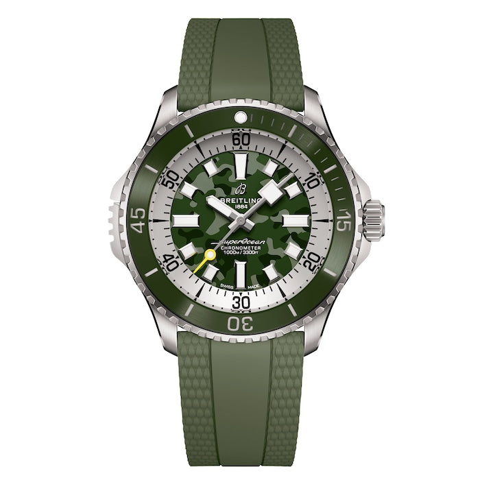 Superocean Automatic Super Diver 46mm Mens Watch Green Rubber