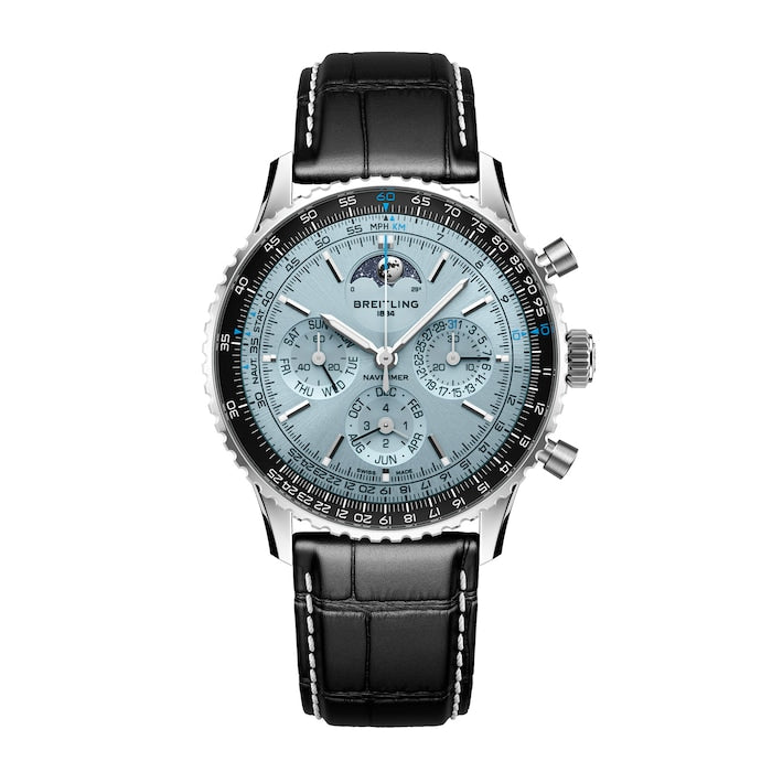 Navitimer B19 Chronograph Perpetual Calender 43mm Mens Watch Blue Alligator