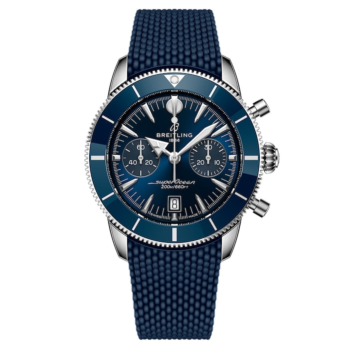 Superocean Heritage B01 Chronograph 42mm Mens Watch Blue Rubber