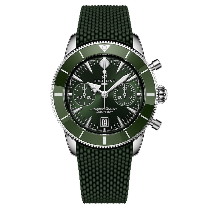 Superocean Heritage B01 Chronograph 42mm Mens Watch Green Rubber