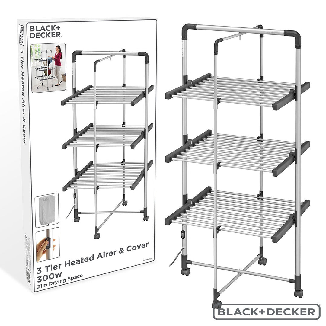 Black + Decker Heated Airer with Cover and Wheels