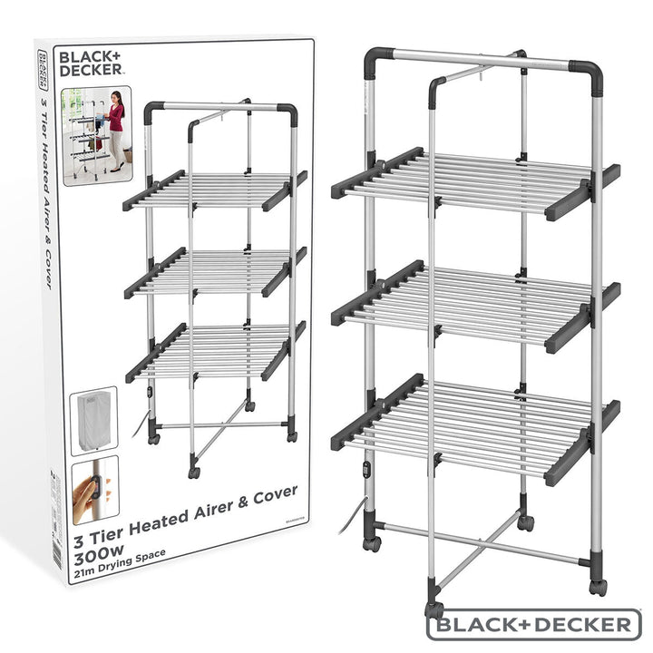 Black + Decker Heated Airer with Cover and Wheels