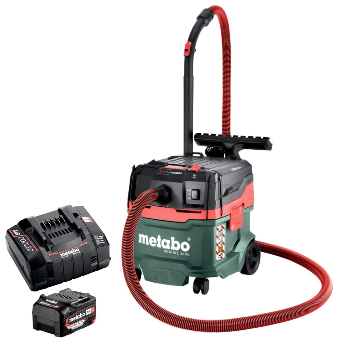 Metabo AS 36-18 L 20 PC 18V L-Class Vacuum Cleaner with 1 x 5.2Ah Battery & Charger