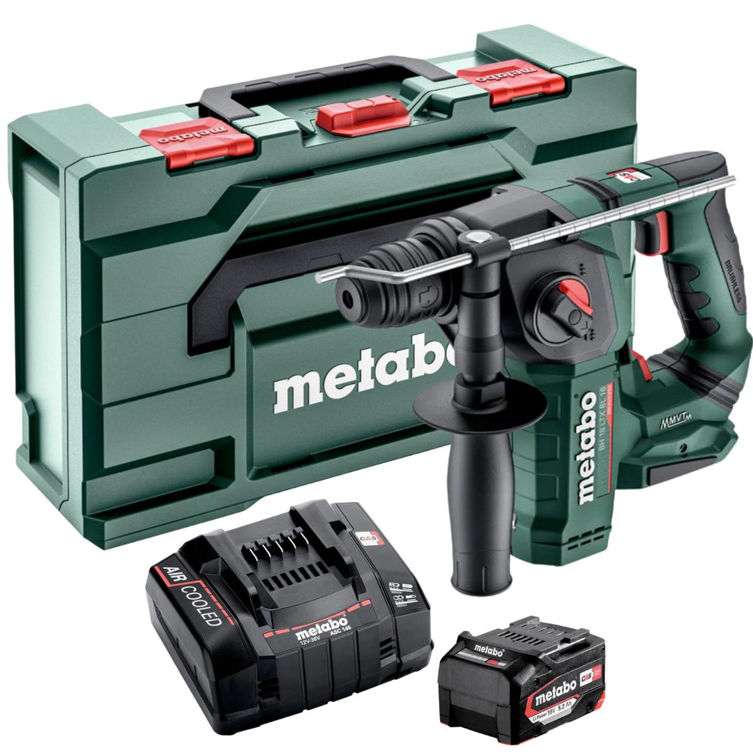 Metabo BH 18 LTX BL 16 18V Brushless SDS+ Rotary Hammer with 1 x 5.2Ah Battery Charger & Metabox