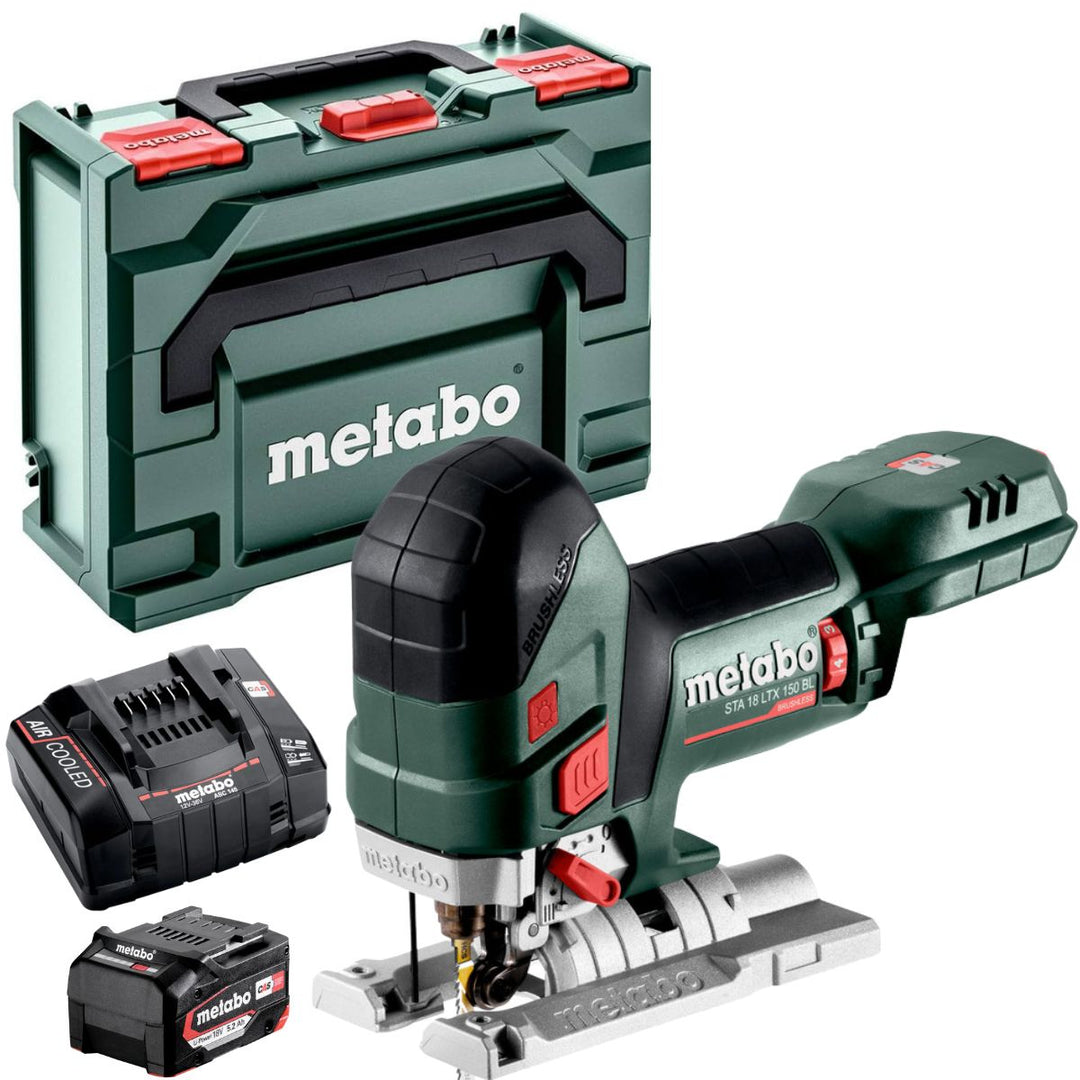 Metabo STA 18 LTX 150 BL 18V Brushless Body Grip Jigsaw with 1 x 5.2Ah Battery Charger & Metabox