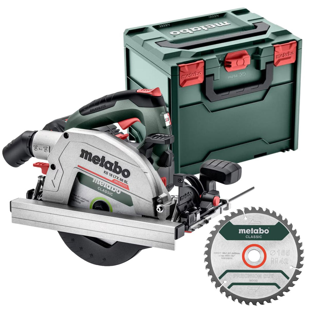 Metabo KS 18 LTX 66 BL 18V Brushless 165mm Circular Saw with Metabox & Wood Blade