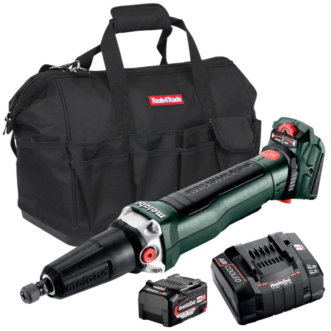 Metabo GVPB 18 LTX BL 11-28 18V Brushless Die Grinder with Paddle Switch with 1 x 4.0Ah Battery Charger & Bag