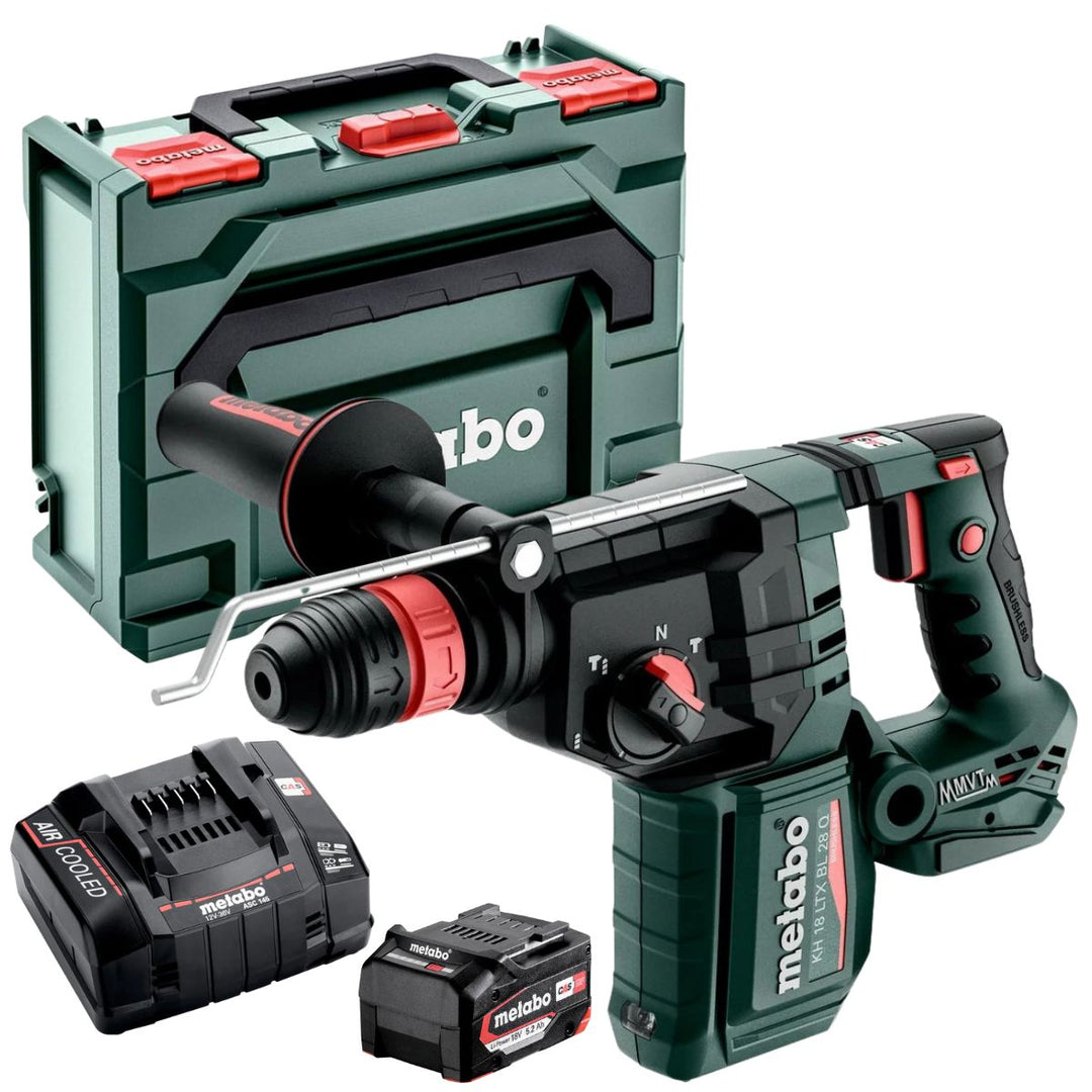 Metabo KH 18 LTX BL 28 Q 18V Brushless SDS+ Combination Hammer Drill with 1 x 5.2Ah Battery Charger & Metabox