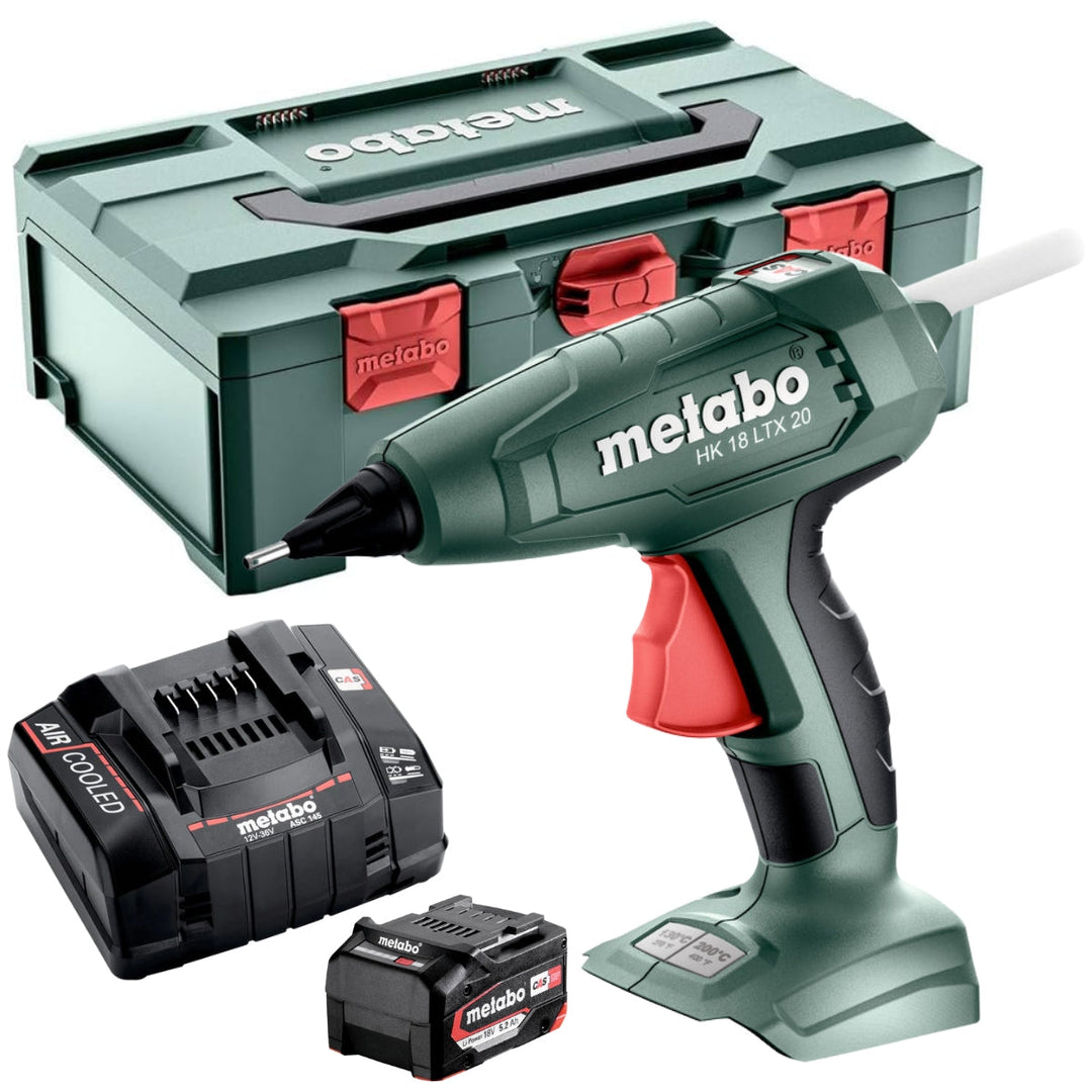 Metabo HK 18 LTX 20 18V Hot Glue Gun with 1 x 5.2Ah Battery Charger & Metabox