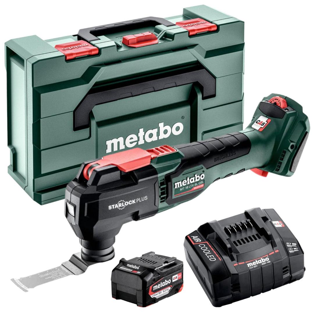 Metabo MT 18 LTX BL QSL 18V Brushless Multi Tool with 1 x 5.2Ah Battery Charger & Metabox