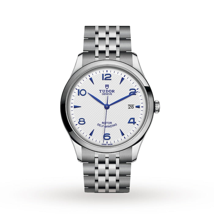 1926 41mm Mens Watch Steel Case Opaline and Blue Dial