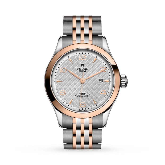 1926 28mm Ladies Watch Steel Case Rose Gold Bezel Silver Dial