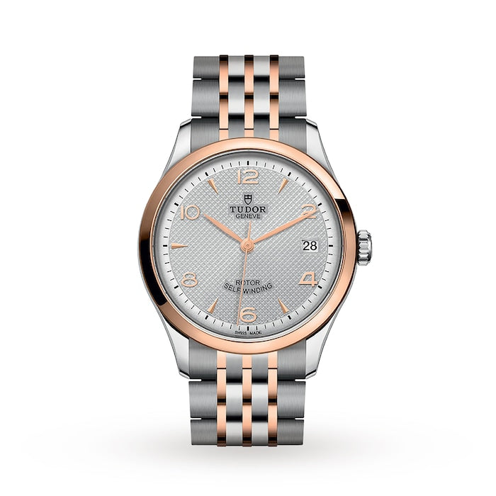 1926 36mm Ladies Watch Steel Case Rose Gold Bezel Silver Dial