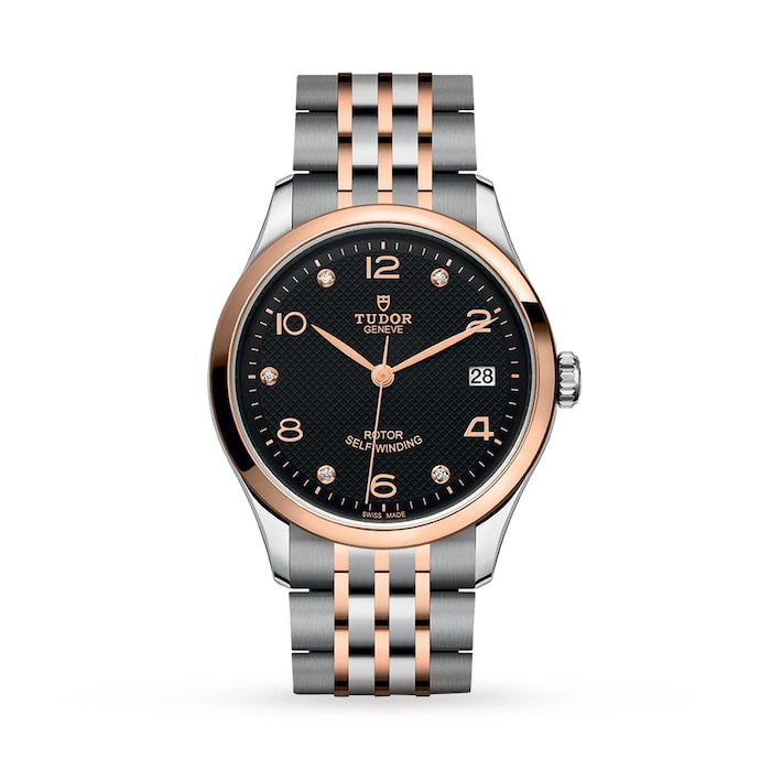 1926 36mm Ladies Watch Steel Case Diamond-Set Black Dial