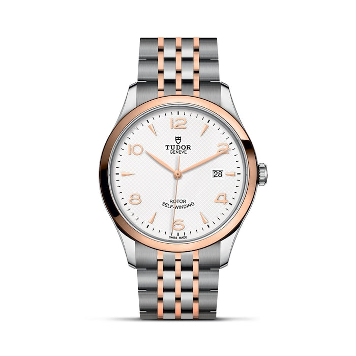 1926 41mm Mens Watch Steel Case Rose Gold Bezel White Dial