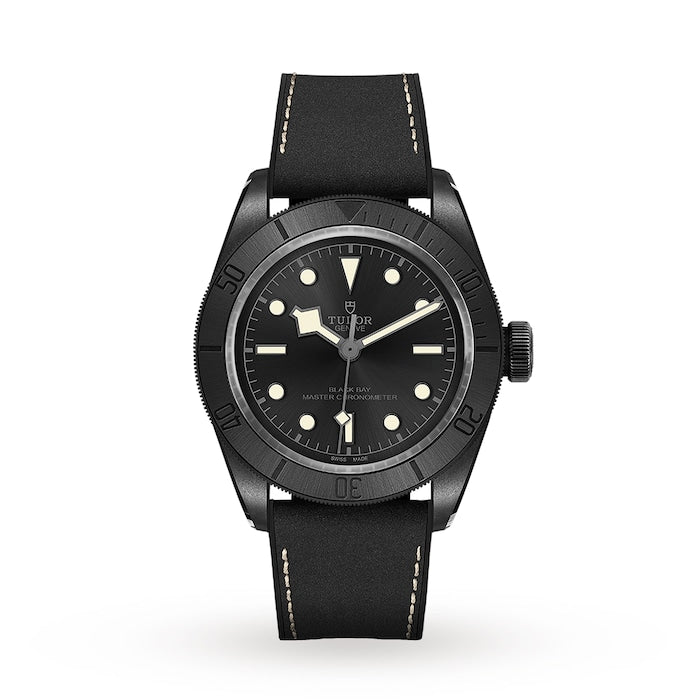 Black Bay Ceramic 41mm Ceramic Case Hybrid Leather And Rubber Strap