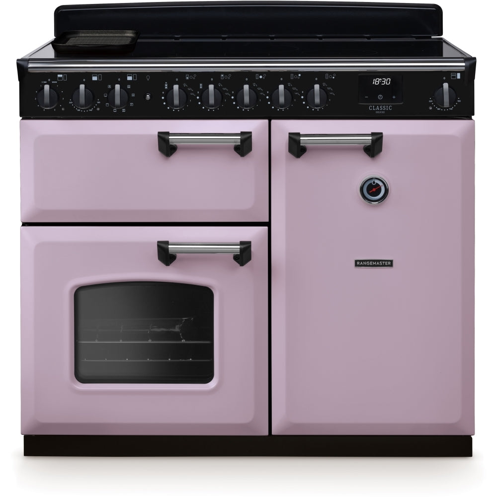 Rangemaster Classic Deluxe CLDL100EIPHTH/CM1 100cm wide Electric Range Cooker with Induction Hob - Heather / Chrome
