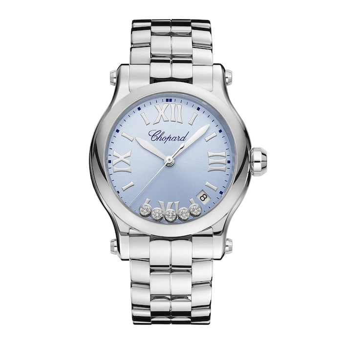Happy Sport 36mm, Quartz, Lucent Steel™, Diamonds - Blue