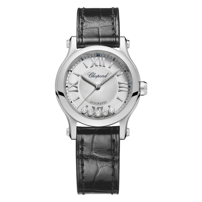 Happy Sport 30mm, Automatic, Lucent Steel™, Diamonds - Silver