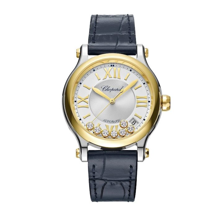 Happy Sport 36mm, Automatic, Ethical Yellow Gold, Lucent Steel™, Diamonds