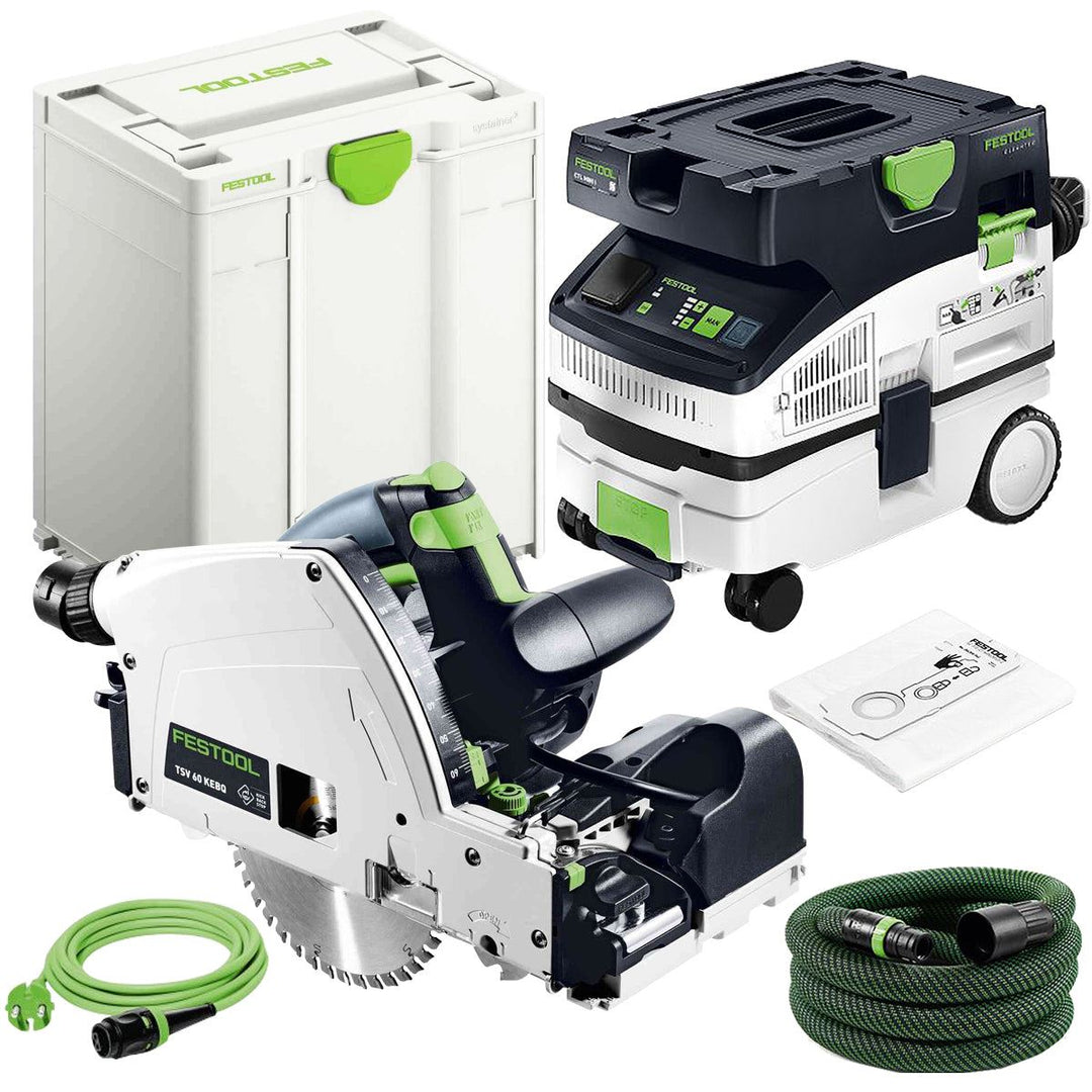 Festool TSV 60 KEBQ-Plus 230V GB Plunge-Cut Saw - 576733 With Mobile Dust Extractor 578315