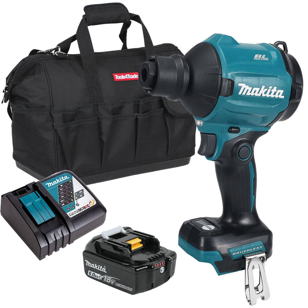 Makita DAS180Z 18V LXT Brushless Dust Blower With 1 x 6.0Ah Battery, Charger & Bag