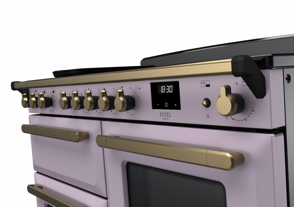 Rangemaster Estel Deluxe ESDLO110EIPHTH/AB1 110cm wide Electric Range Cooker with Induction Hob - Heather / Antique Brass