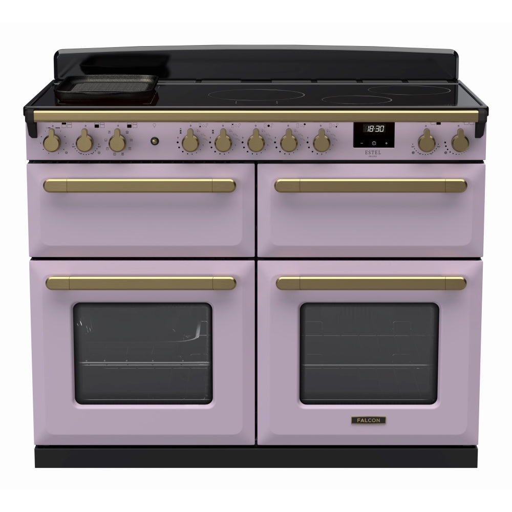 Rangemaster Estel Deluxe ESDLB110EIPHTH/AB1 110cm wide Electric Range Cooker with Induction Hob - Heather / Antique Brass