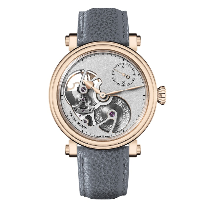 Openworked Sandblasted Red Gold 42mm Mens Watch Silver