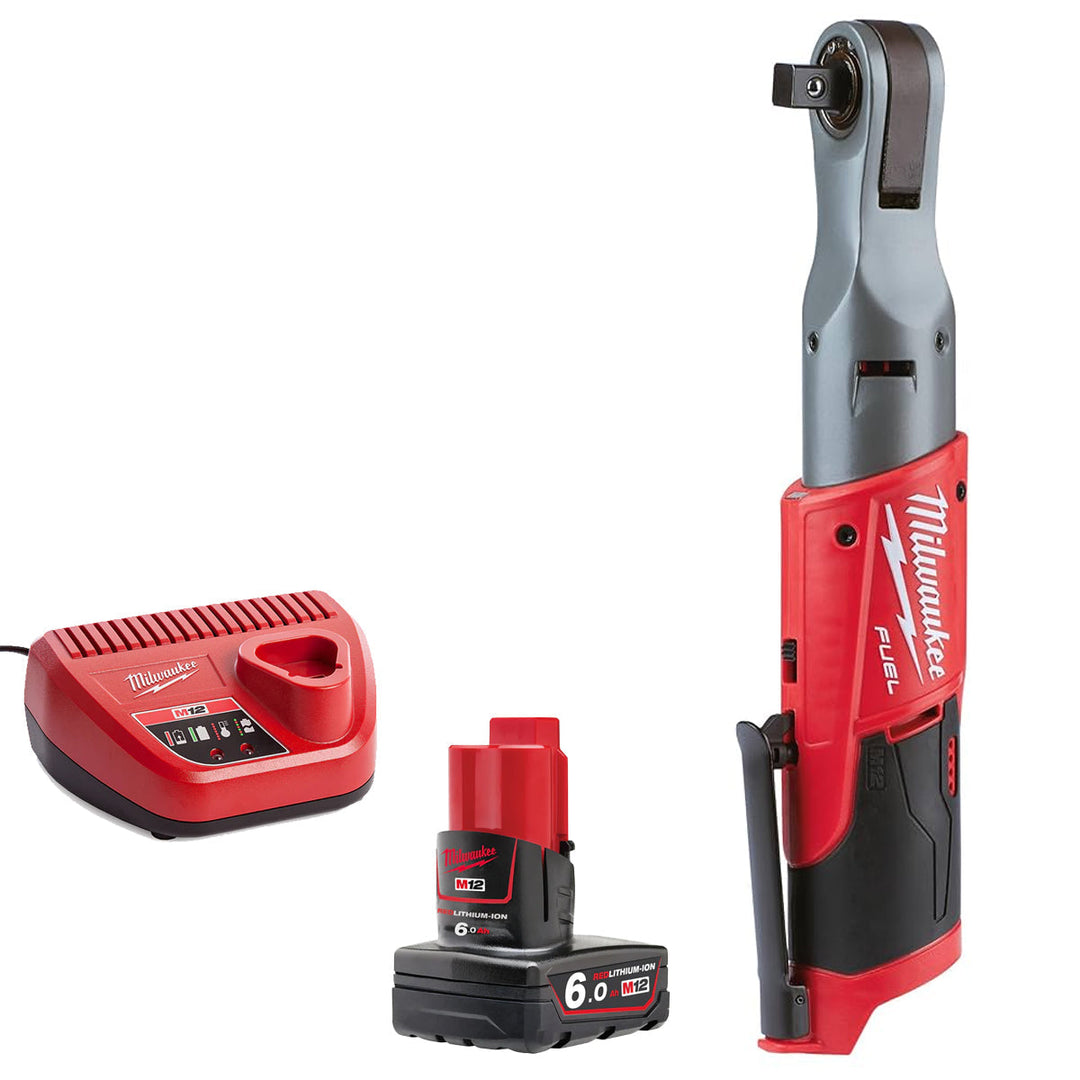 Milwaukee M12FIR12-0 12V FUEL 1/2" Impact Ratchet with 1 x 6.0Ah Battery & Charger