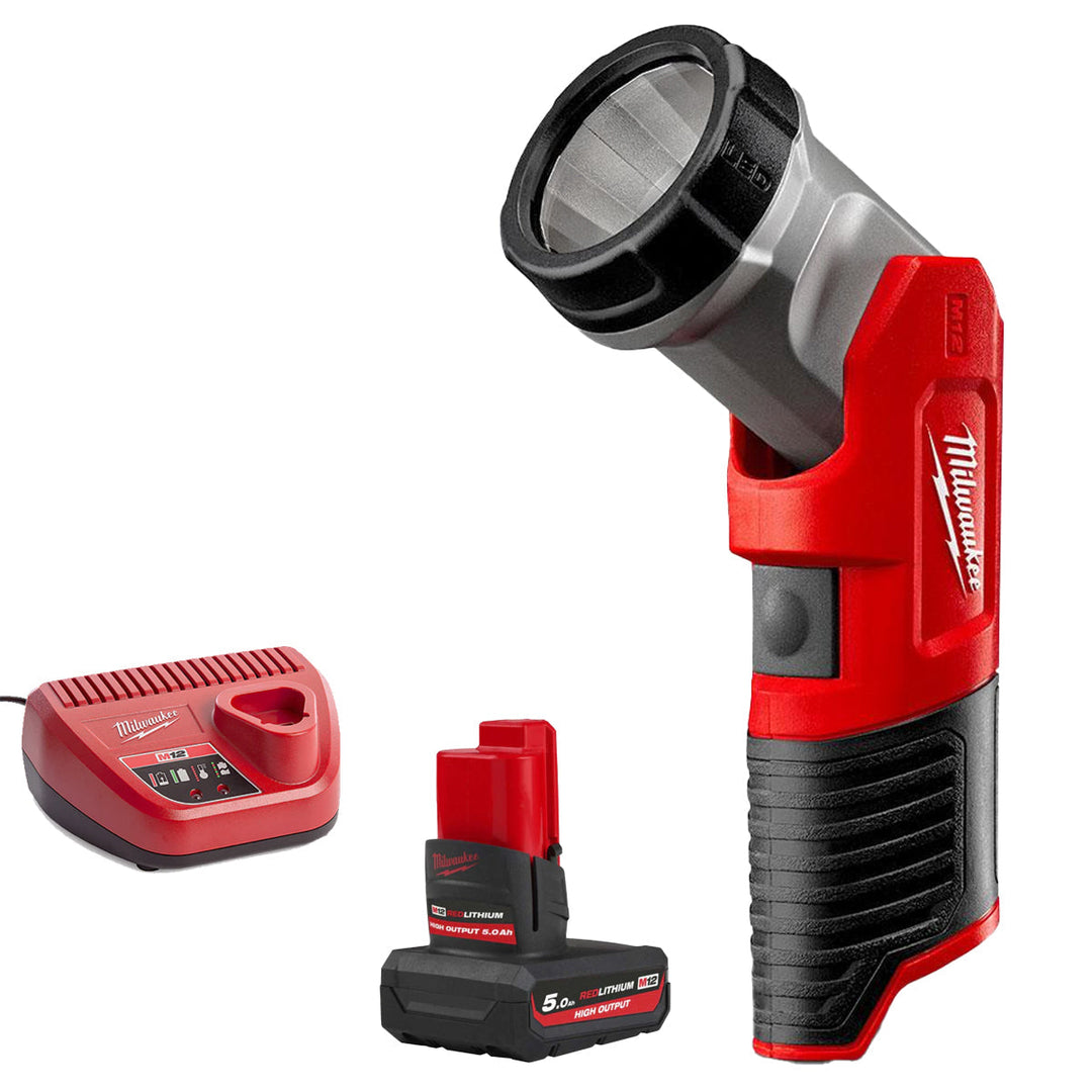 Milwaukee M12TLED-0 12V LED Torch with 1 x 5.0Ah Battery & Charger