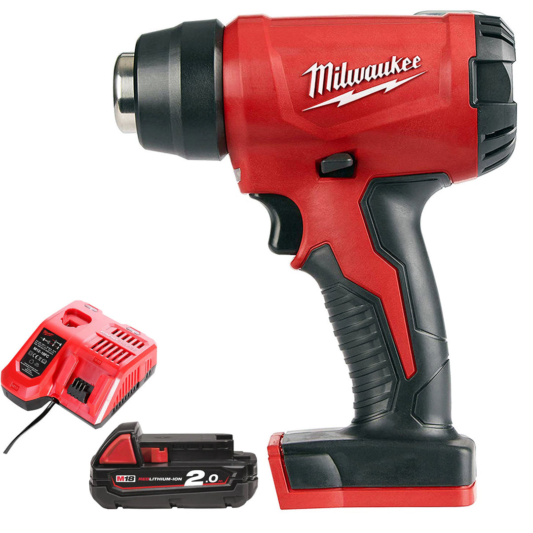 Milwaukee M18BHG-0 18V Cordless Compact Heat Gun with 1 x 2.0Ah Battery &amp; Charger
