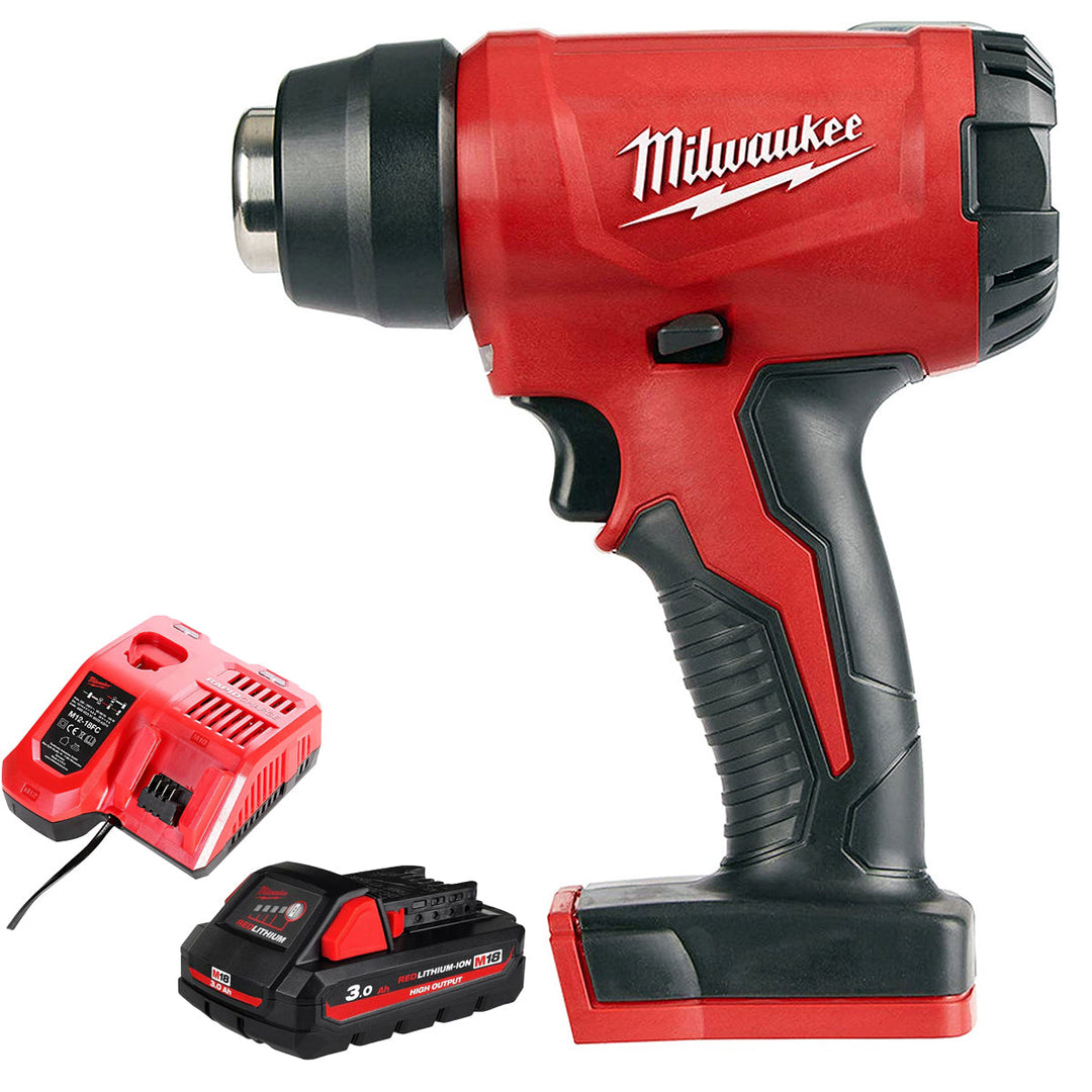 Milwaukee M18BHG-0 18V Cordless Compact Heat Gun with 1 x 3.0Ah Battery &amp; Charger