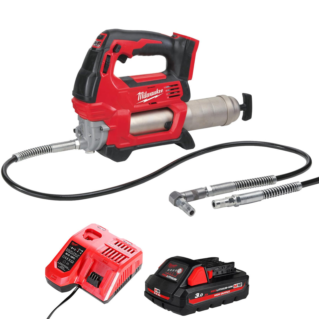 Milwaukee M18GG-0 18V M18 Cordless Grease Gun with 1 x 3.0Ah Battery & Charger