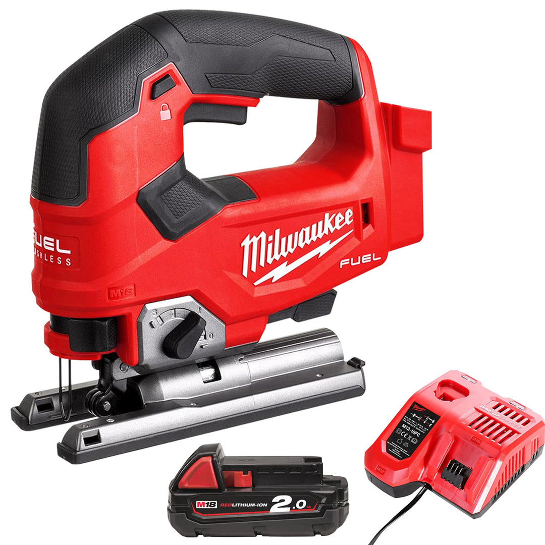 Milwaukee M18FJS-0 18V Brushless Fuel Top Handle Jigsaw with 1 x 2.0Ah Battery &amp; Charger
