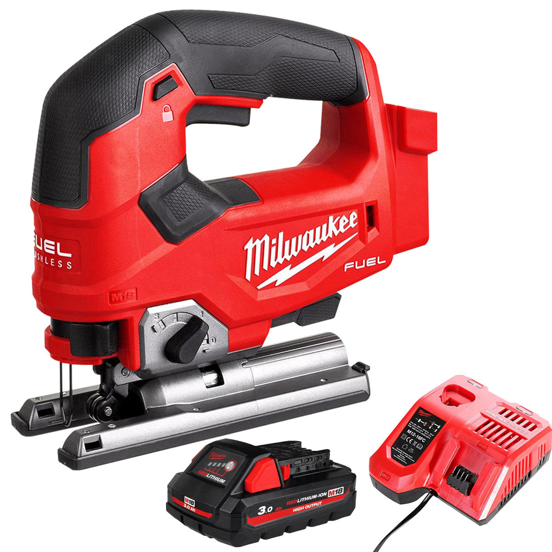 Milwaukee M18FJS-0 18V Brushless Fuel Top Handle Jigsaw with 1 x 3.0Ah Battery &amp; Charger
