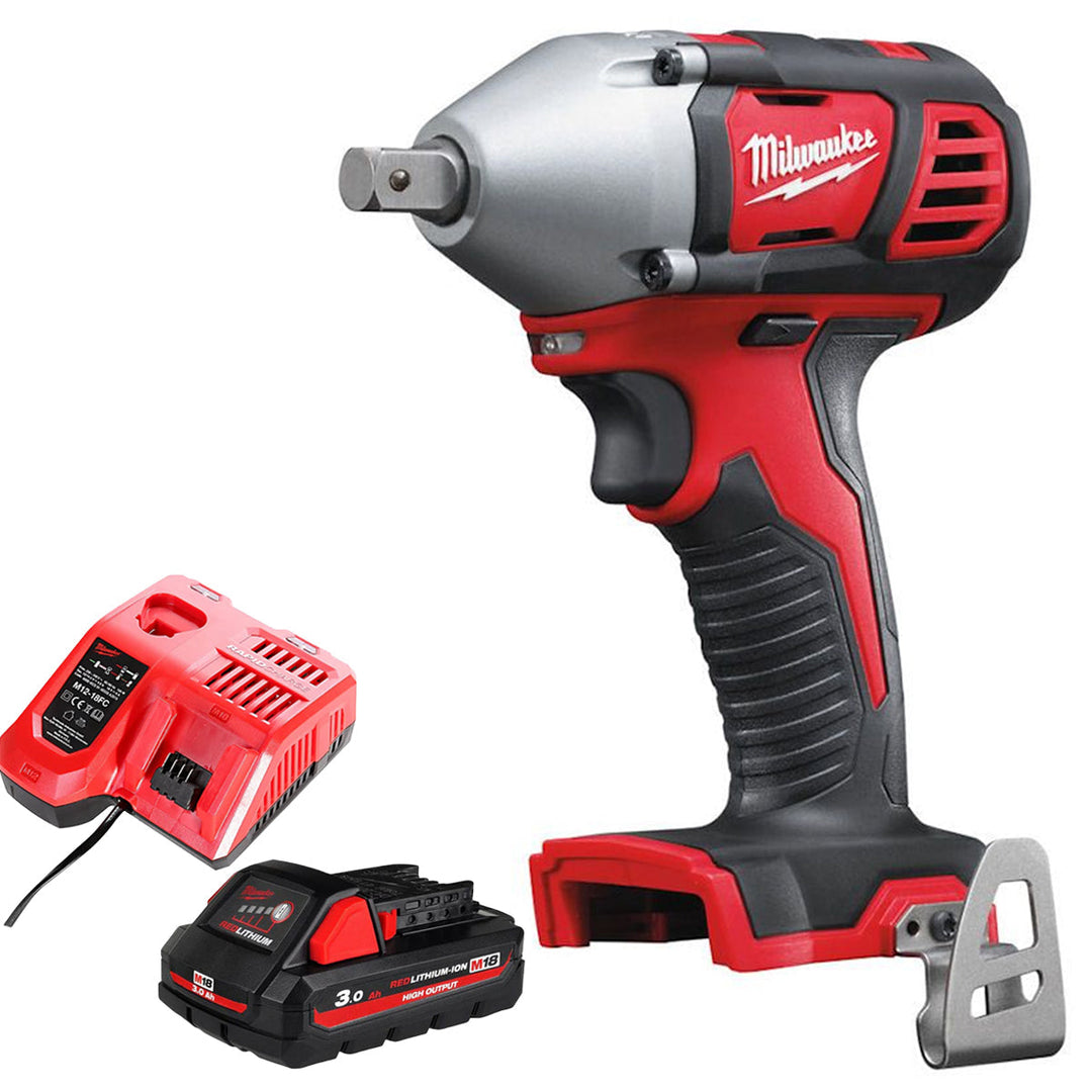 Milwaukee M18BIW12-0 18V Compact 1/2" Impact Wrench with 1 x 3.0Ah Battery &amp; Charger