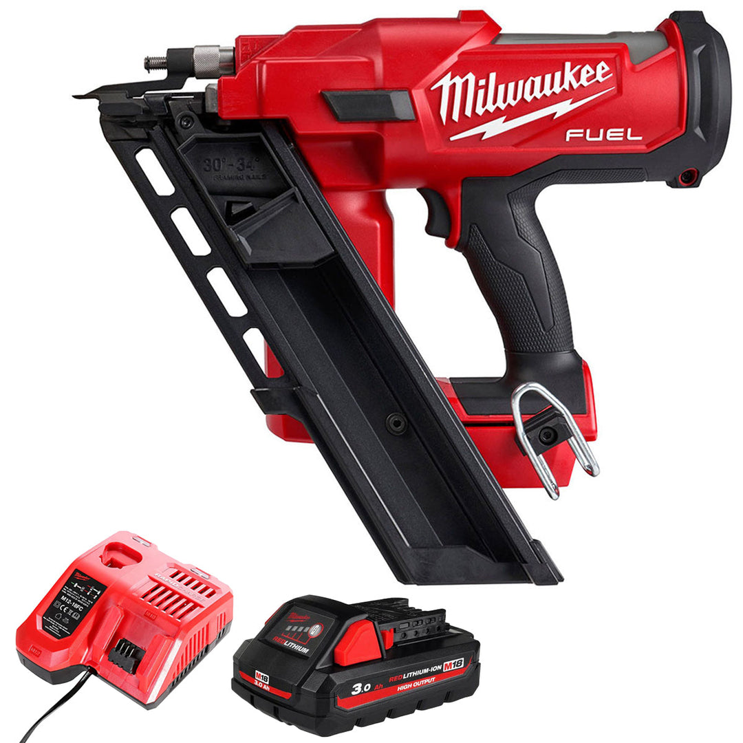 Milwaukee M18FFN-0 18V Fuel Brushless First Fix Framing Nailer with 1 x 3.0Ah Battery &amp; Charger