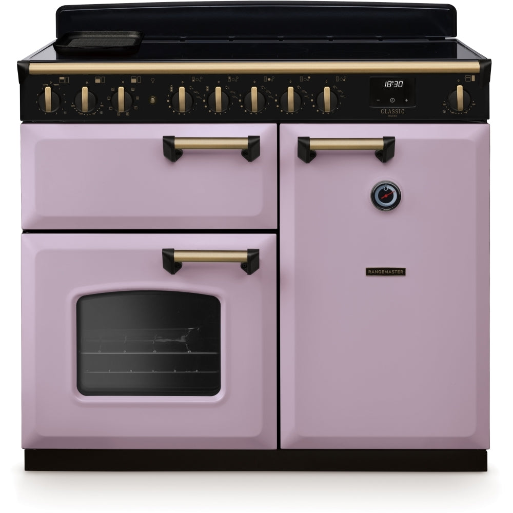 Rangemaster Classic Deluxe CLDL100EIPHTH/AB1 100cm wide Electric Range Cooker with Induction Hob - Heather / Antique Brass