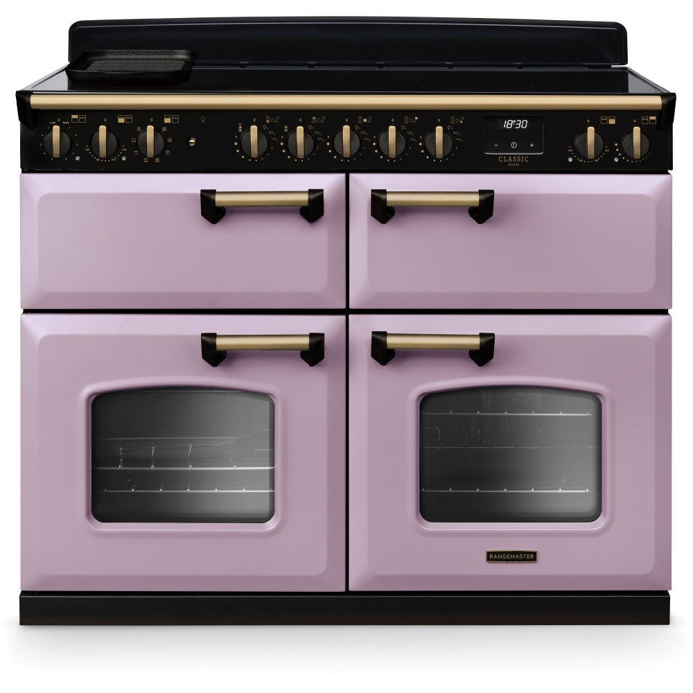 Rangemaster Classic Deluxe BC CLDLB110EIPHTH/AB1 110cm wide Electric Range Cooker with Induction Hob - Heather / Antique Brass