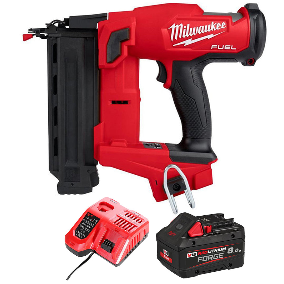 Milwaukee M18FN18GS-0 18V Fuel Brushless Second Fix Nailer with 1 x 8.0Ah Battery & Charger
