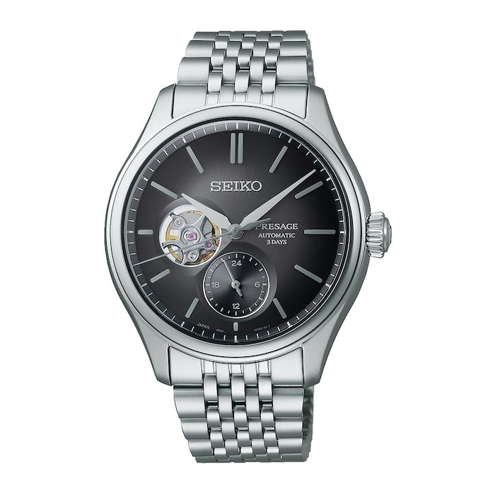 Presage Classic Series 'Sumi-iro' Open Heart 40mm Mens Watch Black