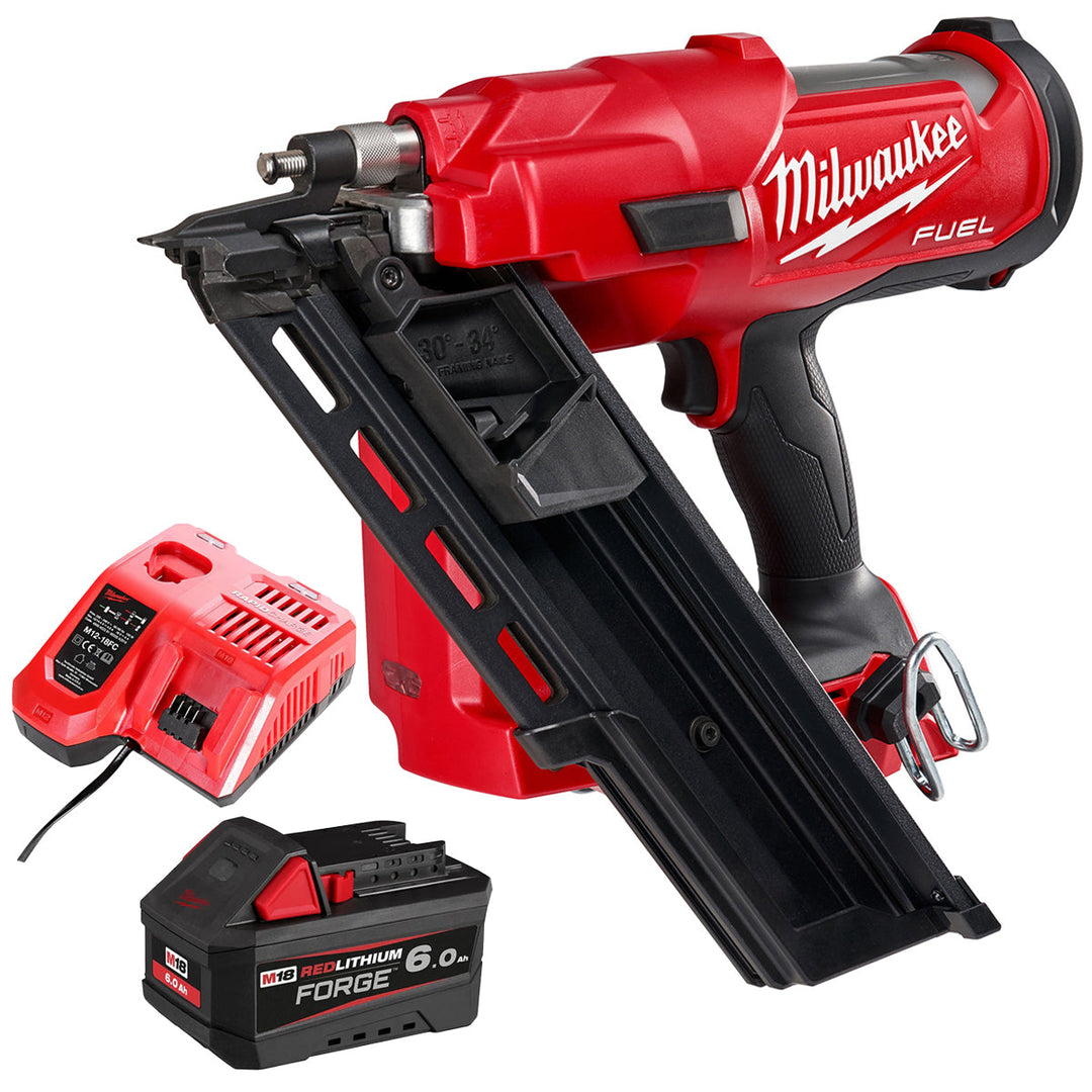 Milwaukee M18FFN-0 18V Fuel Brushless First Fix Framing Nailer with 1 x 6.0Ah Battery &amp; Charger