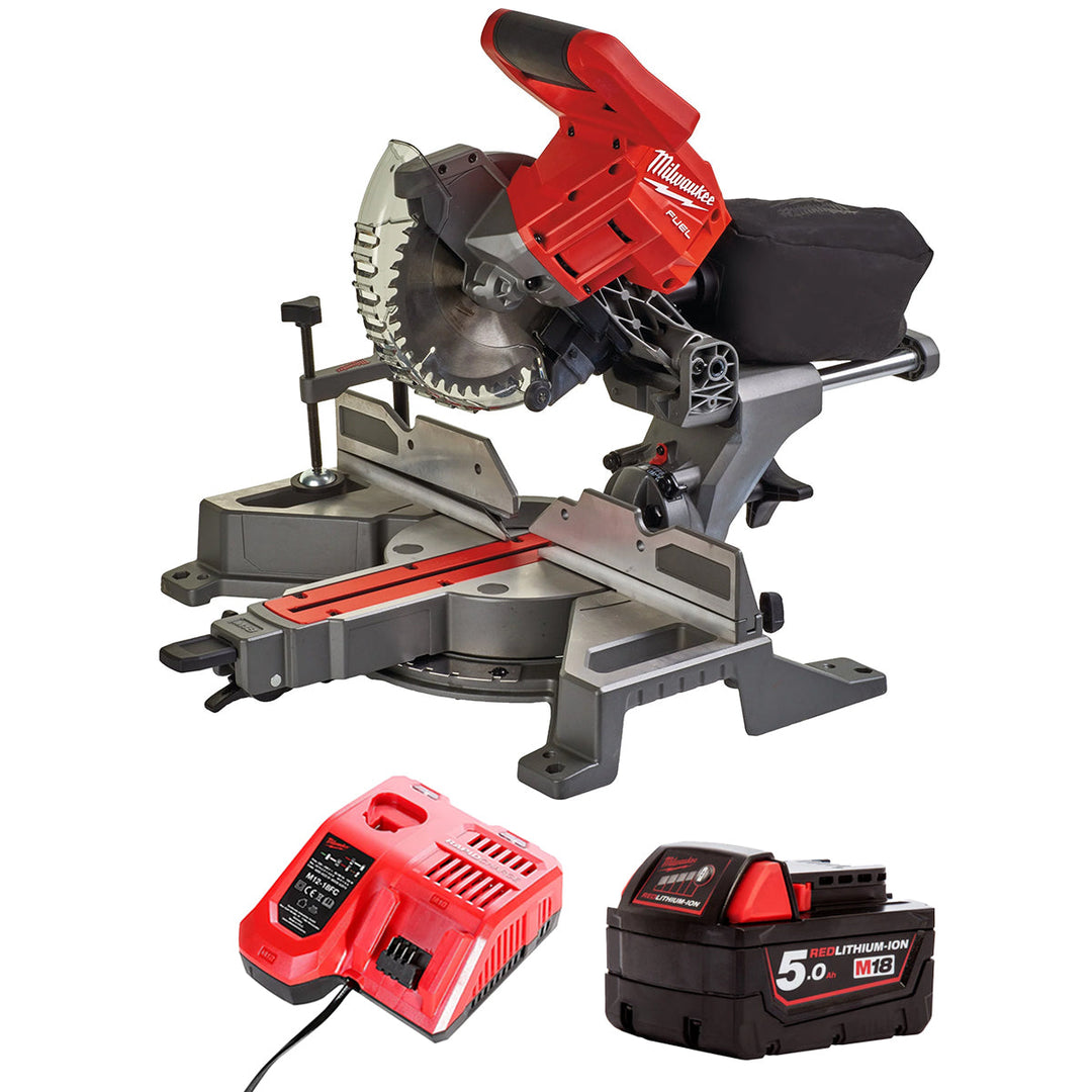 Milwaukee M18FMS190-0 18V Fuel Brushless 190mm Mitre Saw with 1 x 5.0Ah Battery & Charger