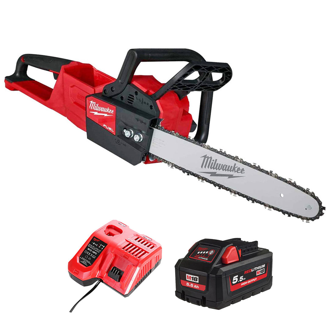 Milwaukee M18FCHS-0 18V Fuel Brushless Chainsaw with 1 x 5.5Ah Battery & Charger