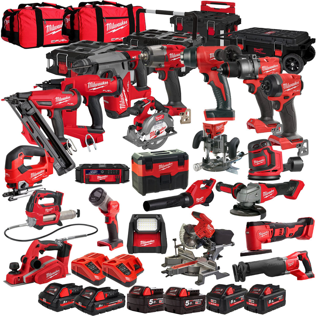 Milwaukee 18V 22 Piece Power Tool Kit with 6 x Batteries T4TKITM - 18479