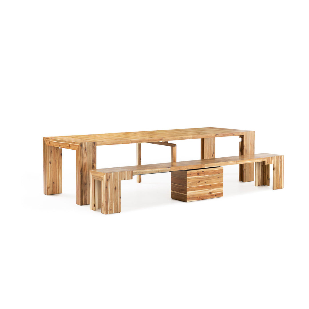 Transformer Extending Dining Table in Australian Acacia with One Bench